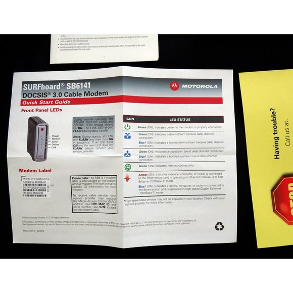 ARRIS SURFboard eXtreme SB6141 8x4 DOCSIS 3.0 Cable Modem - Picture 16 of 16